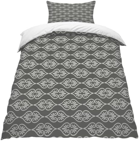 Grey Boho Duvet Cover Full Size,Quilt Cover 86"x90" with Zipper