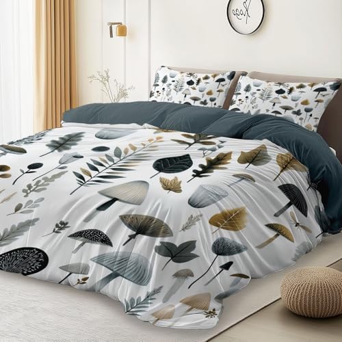 Soft and Breathable Duvet Cover King Size, Reversible Grey Duvet Cover