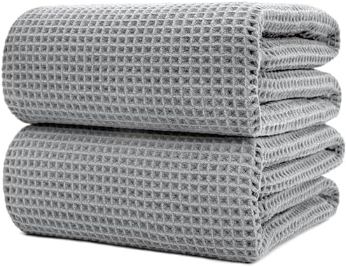 POLYTE 430 GSM Poly Blend Microfiber Waffle Bath Sheet XL Set, 35x70