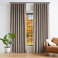 Kayne Studio Mocha Tan Velvet Pinch Pleated Back Tab Curtains 95 Inch