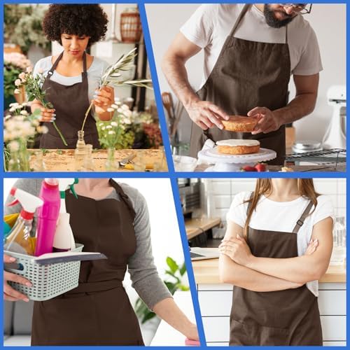 4 Pack Chef Apron, Adjustable Apron with 2 Pockets, Unisex