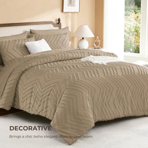 Litanika Taupe California King Comforter with Sheets, 7 Pieces Boho