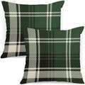 AOFANGGO Christmas Plaids Pillow Covers 18x18 Set of 2 Green Black
