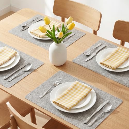 Placemats Set of 6 Faux Leather Placemats for Kitchen Table Decor