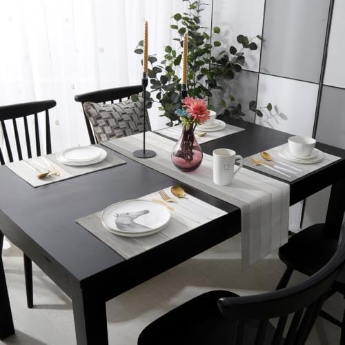 Modern Wood Grain Table Runner and Placemats Set of 4 Farmhouse Gray