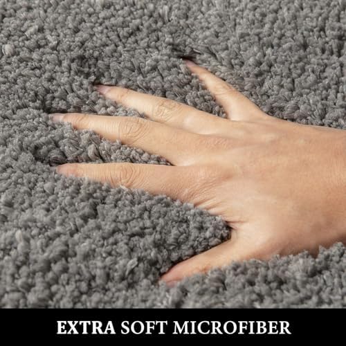 MIULEE Grey Bathroom Runner Rugs Soft Microfiber Bath Mat 24x60 Inch