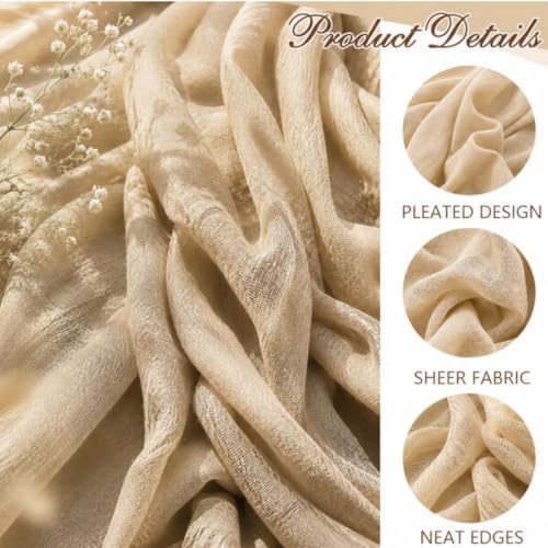 10 Pack Beige Cheesecloth Table Runners, 10FT (22×120 Inch) Boho Gauze
