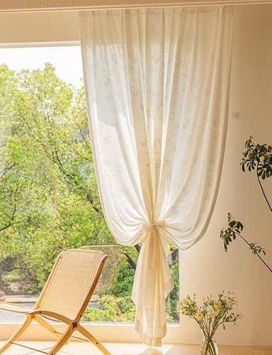 Beydodo Curtains Living Room 84 Inch Length, Semi Sheer Curtains for
