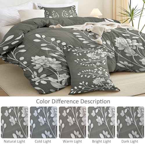 Microfiber Reversible Duvet Cover King Size - Minimalist Plants