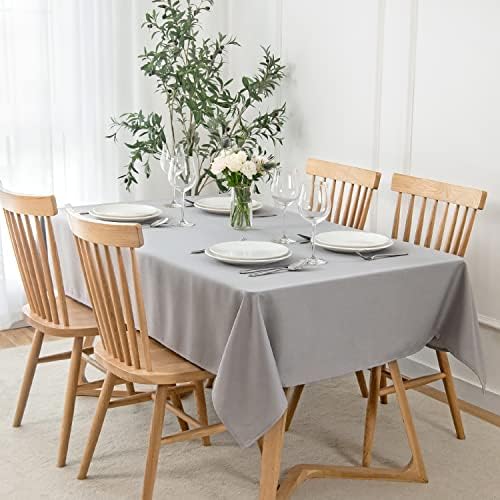 maxmill Faux Linen Texture Tablecloth Stain Resistant Waterproof