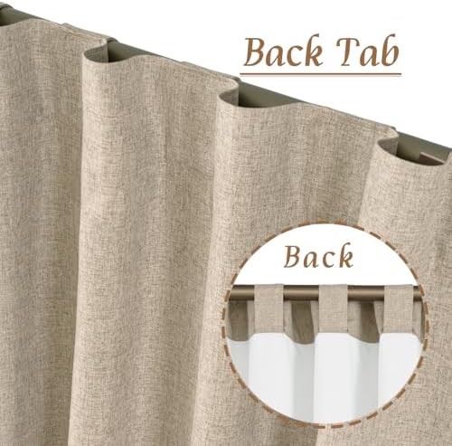 LAMIT Taupe 100% Blackout Linen Curtains for Living Room 84 Inch 2