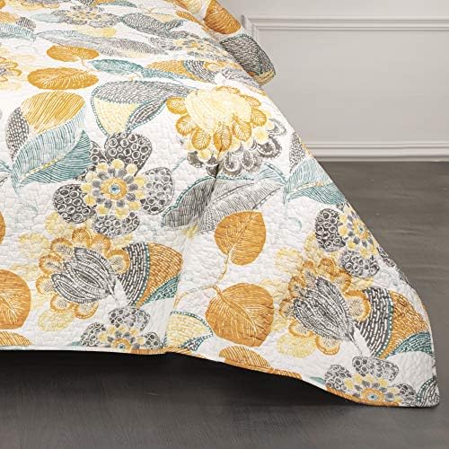 Lush Decor Layla Reversible Cotton Quilt King Size 3 Piece Set Yellow