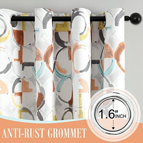 VOGOL Abstract Geometric Blackout Curtains, Grommet Top, 52 x 63, 2