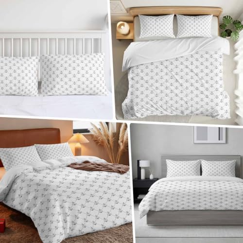 Duvet Cover Cal King Size, Nautical Anchors 3-Piece Bedding