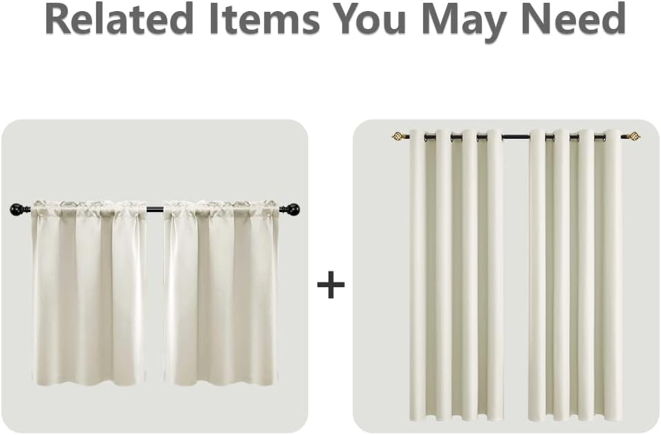 Mrs.Naturall Cream Curtains 84 Inches Long,Blackout Black Block Out