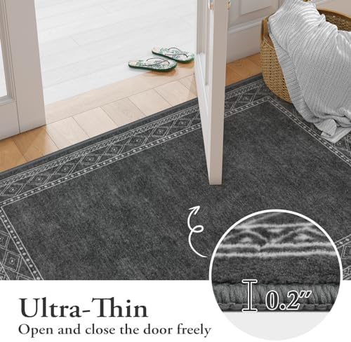 Lahome Modern Bordered Rug Runners for Hallways Non Slip, Ultra-Thin