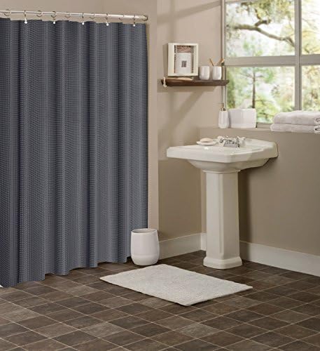 Dainty Home Waffle Weave Shower Curtain, 72 by 72'', Dark Gray,HCWSCGR