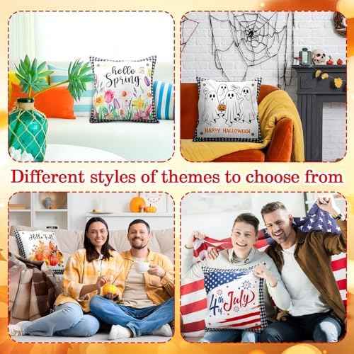 Hahafelt Set of 13 Seasonal Holiday Pillow Covers, 18x18 Inch