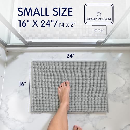 SUBRTEX Bathroom Rugs Chenille Bath Rug Soft Short Plush Bath Mat Soft