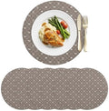 Minimalist Grey Faux Leather Placemats Set of 6, 15in, Waterproof Heat