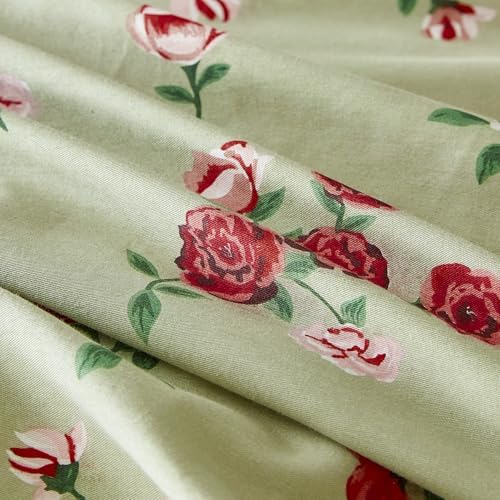 YuHeGuoJi Red Flower Duvet Cover Queen 100% Cotton 3 Pcs Set 1 French