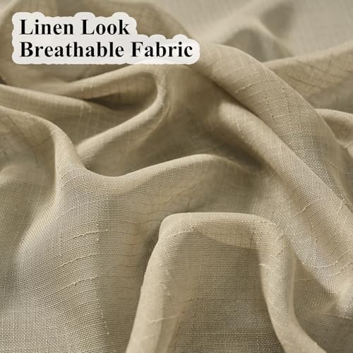 Tan Curtains Sheer 96 Inches Long Thin Textured Transparent Drapes