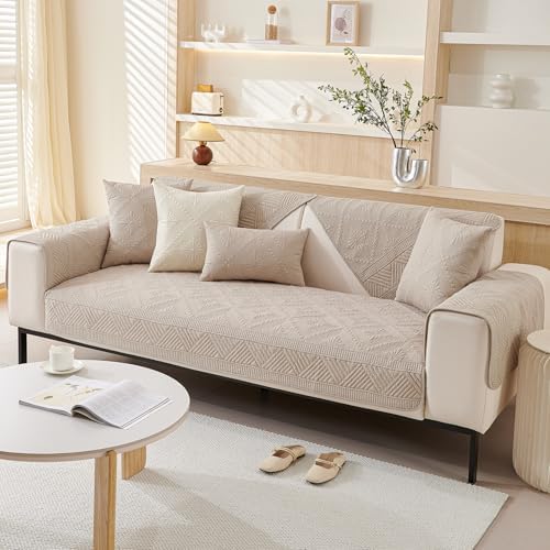 vctops Cotton Quilted Sofa Couch Cover, Coffee, 28"x28"