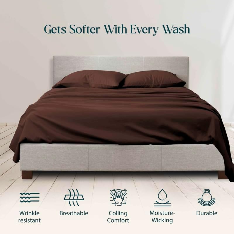 King Size 600 Thread Count 100% Pima Cotton 4-Piece Sheet Set, Sateen