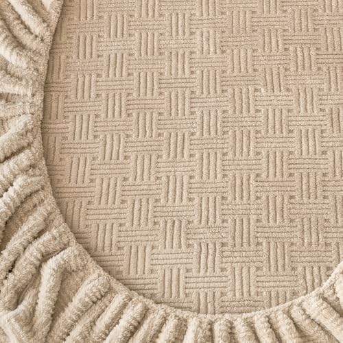 ZIQINPSQ King Size Flannel Fitted Sheet - 1 Piece Winter Warm Deep