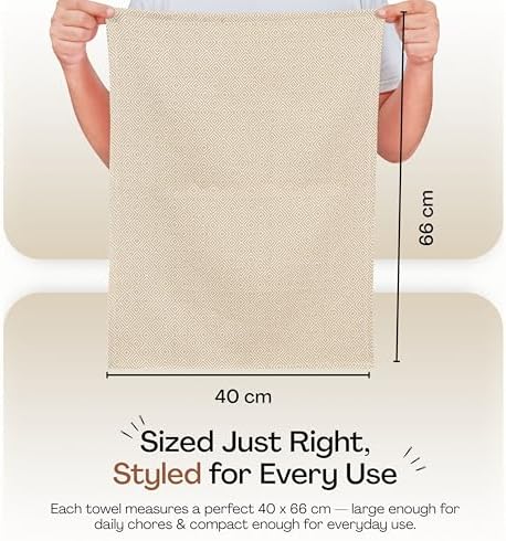 Beige Kitchen Towels, 12 Pack, 100% Cotton, Super Absorbent and Quick