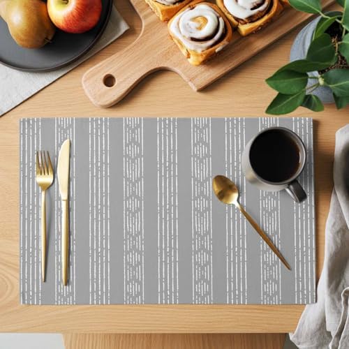 Abstract Classic Striped Placemats Set of 6 Washable Table Mats for