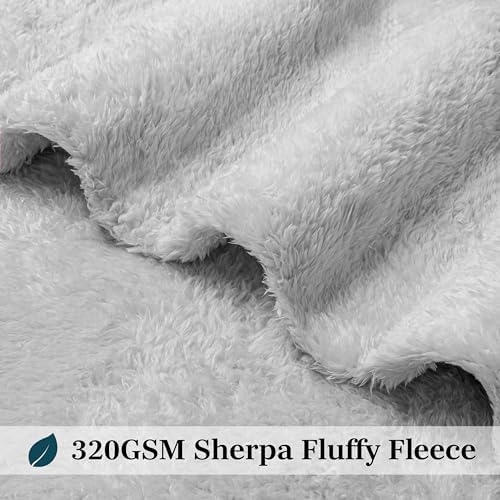 PAVILIA Sherpa Throw Blanket for Couch Sofa Bed, Light Gray 60x80 Twin