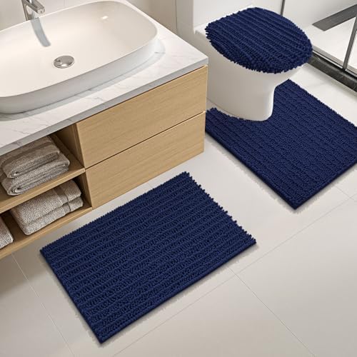 Arotive Chenille Bath Rugs Bundle - 4 Pcs Set: 2 Shaggy Soft Chenille