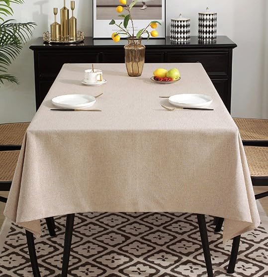 Solid Color Faux Linen Tablecloth with TPU Coating