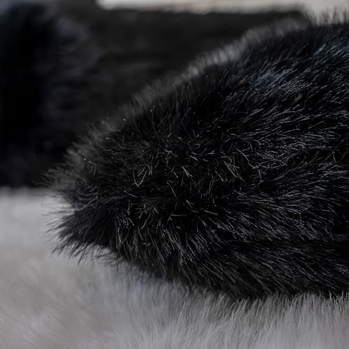 Neelvin Black Faux Fur Cozy Fluffy Double-Sided Decorative Throw