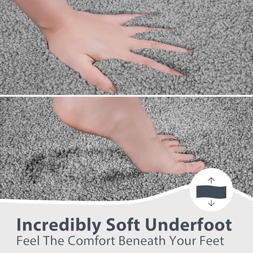 anllugs Bathroom Rugs, 24" x 60" Soft Bath Rugs, Grey & Dark Grey