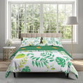 INFLAG Duvet Cover Green Botanical Leaf Printed Reversible, Bedding