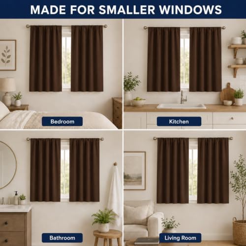 Short Blackout Curtains,Dark Brown,74"x72",2 Panels
