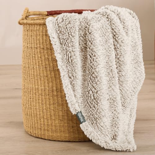 Bare Home Faux Shearling Blanket (King, Tipped Oyster)