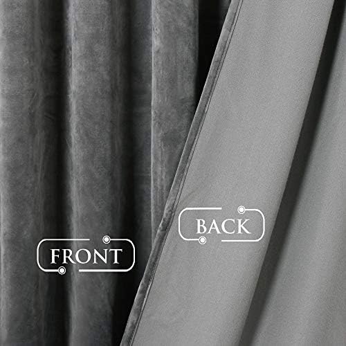 StangH Grey Velvet Curtains Back Tab for Living Room, W52 x L120, 2