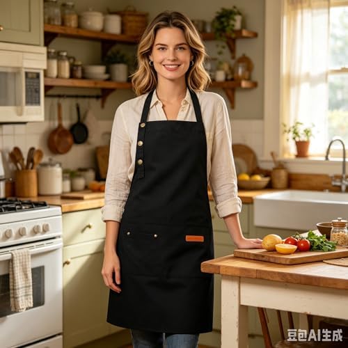Cooking Apron with 2 Pockets, 2 Pack Solid Unisex Drawstring