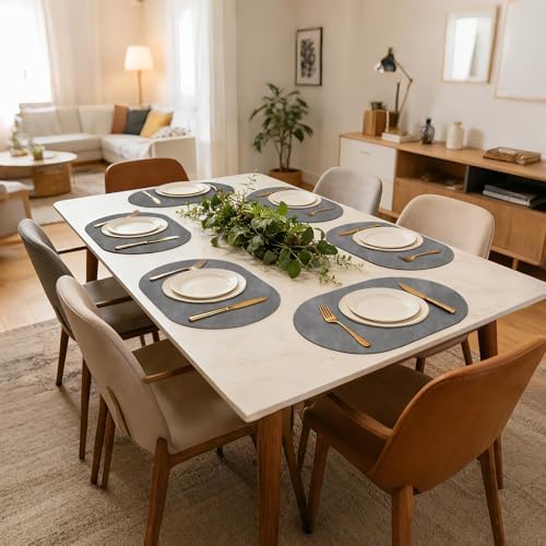 UnivoColors Placemats Oval Faux Leather Placemats,Heat Resistant