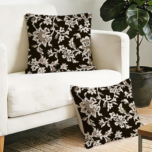 Vintage Floral Decorative Throw Pillow Covers 18 x 18 Set of 2