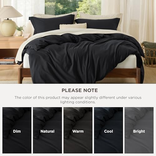Bedsure Cal King Duvet Cover, Soft Double Brushed Bedding Set, Black