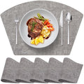 Faux Leather Round Placemats Set of 6, Wipeable Wedge Table Mats for