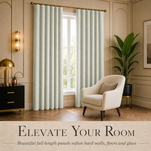 DECOLURE 100% Blackout Linen Curtains 108 Inches Long | Ivory