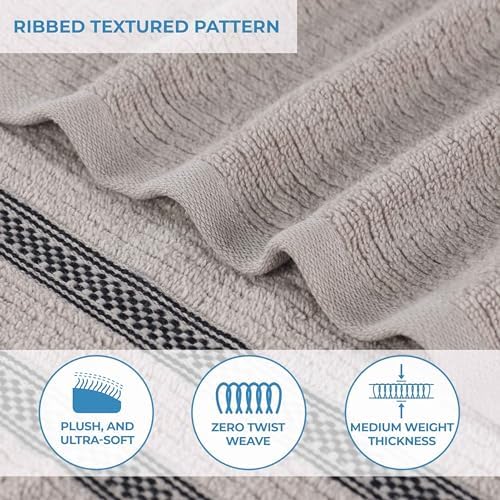 Impressions Brea Zero Twist Cotton Ribbed Geometric Border Towels