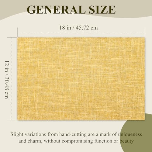 KXN Placemats Set of 6, Durable Dual-Layer Fabric Table Mats, Yellow