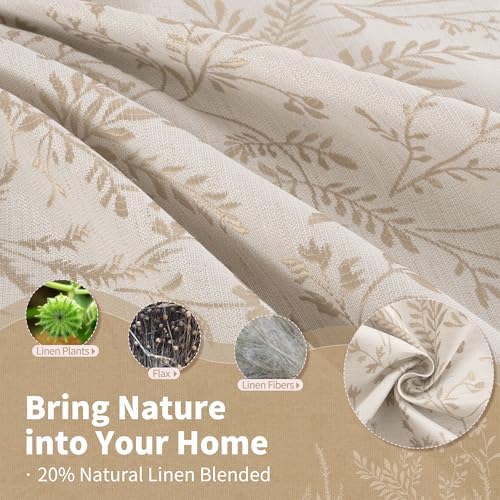 BGment Beige Linen Curtains for Living Room 63 Inch Length 2 Panels