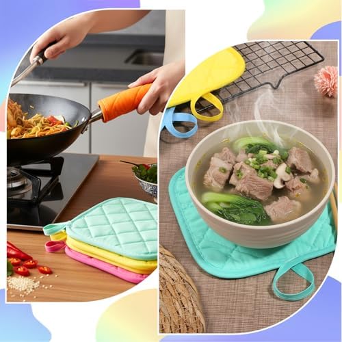 24 Pcs Cotton Pot Holders for Kitchen, Multicolor Square Hot Pads